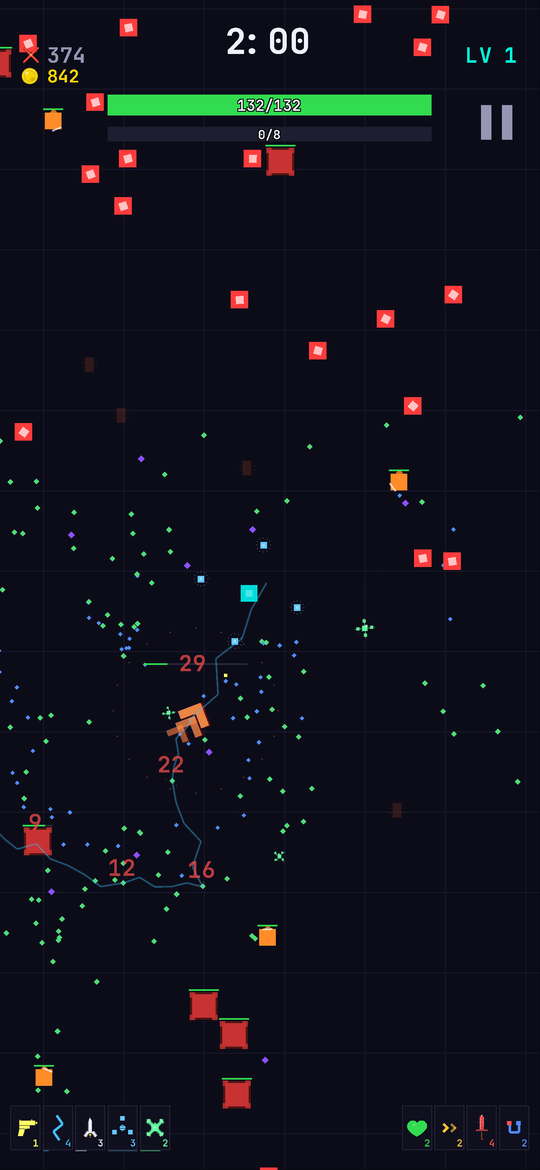 BitSurvivor gameplay: weapon fire